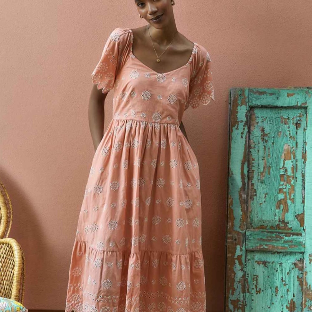 Organic Cotton Broderie Midi Dress